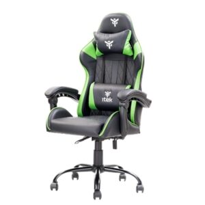 SEDIA GAMING ITEK RHOMBUS PF10 - PVC,  DOPPIO CUSCINO, SCHIENALE  RECLINABILE, NERO VERDE (ITCGPF10BG) FINO:31/03