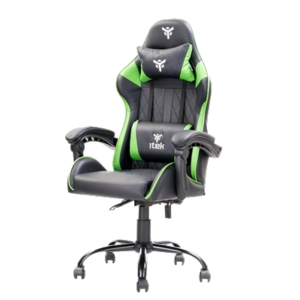 SEDIA GAMING ITEK RHOMBUS PF10 - PVC,  DOPPIO CUSCINO, SCHIENALE  RECLINABILE, NERO VERDE (ITCGPF10BG) FINO:31/03