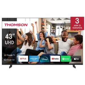 TV THOMSON 43" FRAME LESS 43UG4S14 GOOGLE TV 4K DVB-T2/S2 HOTEL MODE UHD 3840X2160 BLACK CI+ SLOT 4XHDMI 3XUSB VESA FINO:31/03