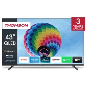 TV THOMSON QLED 43" FRAME LESS 43QG4S14 GOOGLE TV 4K DVB-T2/S2 HOTEL MODE UHD 3840 X 2160 BLACK CI+ SLOT 3XHDMI 2XUSB FINO:31/03