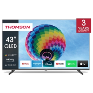 TV THOMSON QLED 43" FRAME LESS 43QG4S14 GOOGLE TV 4K DVB-T2/S2 HOTEL MODE UHD 3840 X 2160 BLACK CI+ SLOT 3XHDMI 2XUSB FINO:31/03