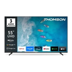 TV THOMSON 55" FRAME LESS 55UG4S15 GOOGLE TV 4K DVB-T2/S2 HOTEL MODE UHD 3840X2160 BLACK CI+ SLOT 3XHDMI 3XUSB VESA FINO:31/03
