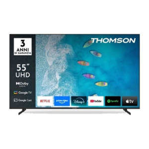 TV THOMSON 55" FRAME LESS 55UG4S15 GOOGLE TV 4K DVB-T2/S2 HOTEL MODE UHD 3840X2160 BLACK CI+ SLOT 3XHDMI 3XUSB VESA FINO:31/03