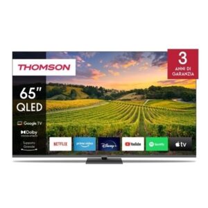 TV THOMSON QLED 65" FRAME LESS 65QG5C14 GOOGLE TV 4K DVB-T2/S2 HOTEL MODE UHD 3840 X 2160 BLACK CI+ SLOT 4XHDMI 3XUSB FINO:31/03
