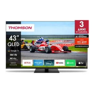 TV THOMSON QLEDPRO144HZ 43" FRAME LESS 43QG7C14 GOOGLE TV 4K DVB-T2/S2 HOTEL MODE UHD 3840X2160 BLACK CI+ SLOT 4XHDMI FINO:31/03