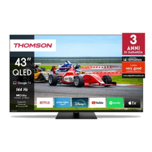 TV THOMSON QLEDPRO144HZ 43" FRAME LESS 43QG7C14 GOOGLE TV 4K DVB-T2/S2 HOTEL MODE UHD 3840X2160 BLACK CI+ SLOT 4XHDMI FINO:31/03
