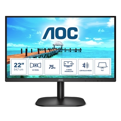 MONITOR AOC LCD VA LED 21.5" WIDE 22B2H/EU 4MS FHD 3000:1 BLACK VGA HDMI VESA FINO:31/03