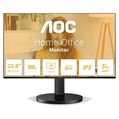 MONITOR AOC LCD IPS 100HZ 23.8" WIDE FRAMELESS 24B3HA2 1MS MM FHD 3000:1 BLACK VGA HDMI VESA FINO:31/03
