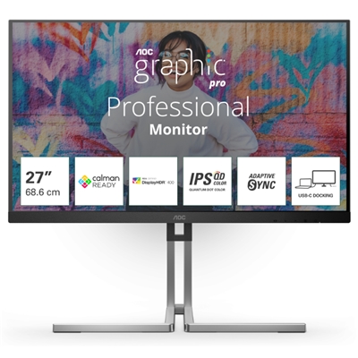 MONITOR AOC LCD IPS QD 27" WIDE FRAMELESS Q27U3CV 4MS MM QHD 1000:1 BLACK HDMI DP USB-C VESA FINO:31/03