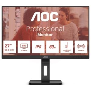 MONITOR AOC LCD IPS 27" WIDE FRAMELESS 4K U27E3UF 4MS MM UHD 1000:1 BLACK 2XHDMI DP VESA FINO:31/03