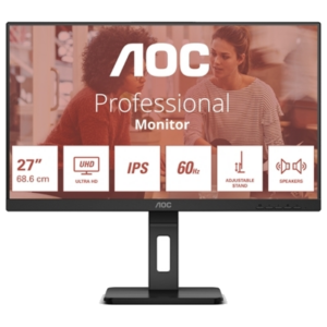 MONITOR AOC LCD IPS 27" WIDE FRAMELESS 4K U27E3UF 4MS MM UHD 1000:1 BLACK 2XHDMI DP VESA FINO:31/03