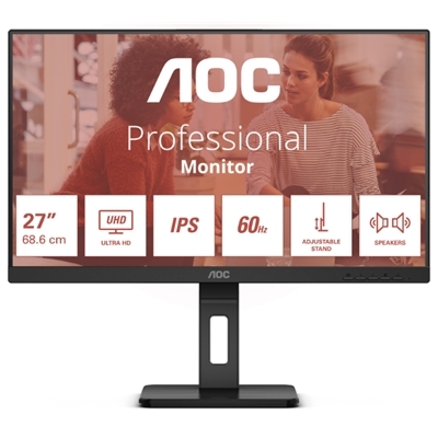 MONITOR AOC LCD IPS 27" WIDE FRAMELESS 4K U27E3UF 4MS MM UHD 1000:1 BLACK 2XHDMI DP VESA FINO:31/03