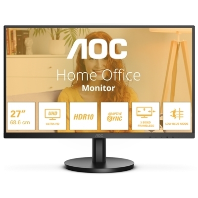 MONITOR AOC LCD VA 27" WIDE FRAMELESS 4K U27B3M 4MS UHD 3500:1 BLACK HDMI DP VESA FINO:31/03