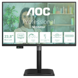 MONITOR AOC LCD IPS 120HZ 23.8" WIDE FRAMELESS 24P4U 4MS MM FHD 1500:1 BLACK REG.ALT. VGA HDMI DP 3XUSB USB-C VESA GA FINO:31/03