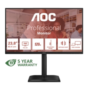 MONITOR AOC LCD IPS 120HZ 23.8" WIDE FRAMELESS 24E4CV 4MS MM FHD 1500:1 BLACK REG.ALT. HDMI DP HUB USB VESA GAR. 5ANN FINO:31/03