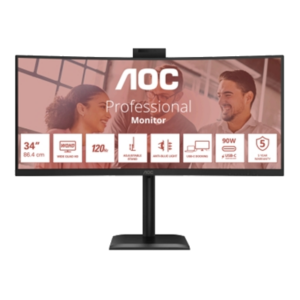 MONITOR AOC LCD CURVED VA 120HZ 34" WIDE CU34E4CW 4MS MM WQHD 3500:1 BLACK REG.ALT. 2XHDMI DP 2XUSB-C HUB USB WEBCAMFINO:31/03