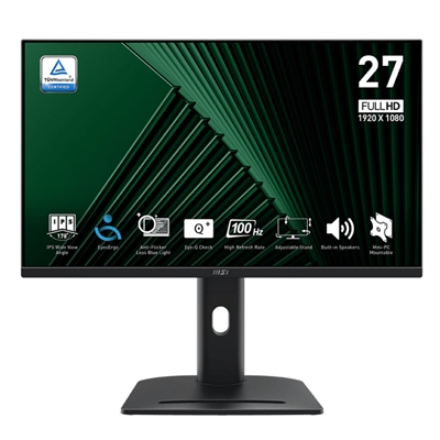 MONITOR MSI PRO MP275PG 27" IPS AG FHD 16:9 MM 1300:1 1MS 100HZ VGA HDMI DP VESA REG.ALT. PIVOT BLACK FINO:03/04