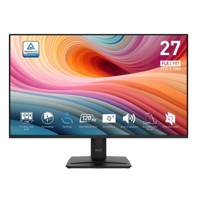 MONITOR MSI PRO MP275 E2 27" IPS AG FHD 16:9 MM 1500:1 1MS 120HZ LESS BLUE LIGHT PRO VGA HDMI DP VESA BLACK FINO:03/04