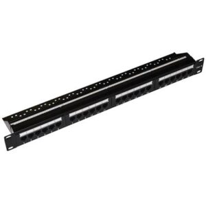 RACK19"PATCH PANEL UNIVERSALE 24P LKP624U NON SCHERMATO UTP - 8POLI RJ45 X RETI CAT. 6 NERO -EAN: 8028400038203