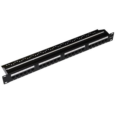 RACK19"PATCH PANEL UNIVERSALE 24P LKP624U NON SCHERMATO UTP - 8POLI RJ45 X RETI CAT. 6 NERO -EAN: 8028400038203