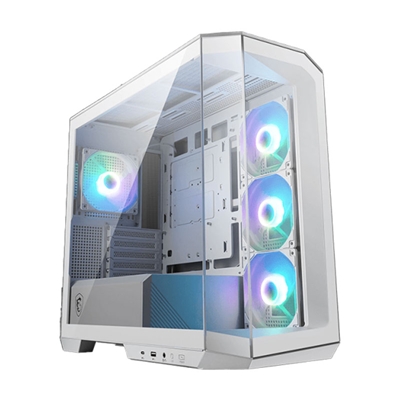 CABINET ATX MICRO TOWER MSI MAG PANO M100R PZ WHITE 2XUSB 5XSLOT 4XFAN-120MMARGB MICRO-ATX ITX 488X235X453MM VETRO TE FINO:10/04