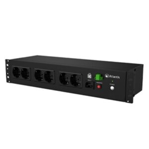 UPS ATLANTIS A03-PDU1000-RC 800VA/480W MONT.IN RACK 19" CORTI PER APPARATI PASSIVI -8P SCHUKO BATT.12V 9AH-INTERFACCIA USB-HID