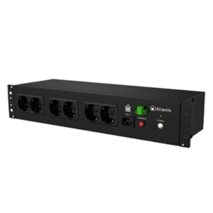 UPS ATLANTIS A03-PDU1000-RC 800VA/480W MONT.IN RACK 19" CORTI PER APPARATI PASSIVI -8P SCHUKO BATT.12V 9AH-INTERFACCIA USB-HID