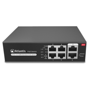 SWITCH 6P LAN 10/100M ATLANTIS A02-F6P4-65W DI CUI 4P POE FINO 60W - RACK 19" - METALLO