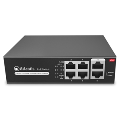 SWITCH 6P LAN 10/100M ATLANTIS A02-F6P4-65W DI CUI 4P POE FINO 60W - RACK 19" - METALLO