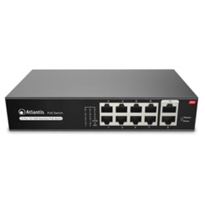 SWITCH 10P LAN 10/100M ATLANTIS A02-F10P8-120W DI CUI 8P POE FINO 120W - RACK 19" - METALLO
