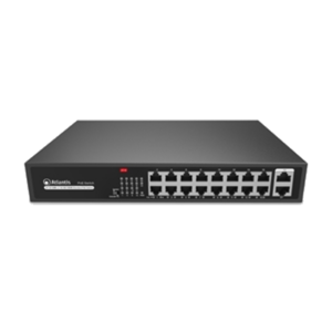 SWITCH 18P ATLANTIS A02-G18P16-200W DI CUI 2P GIGABIT + 16P 10/100M POE FINO 200W - RACK 19" - METALLO