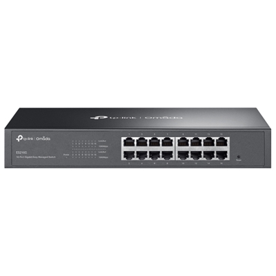 SWITCH 16P LAN GIGABIT TP-LINK ES216G EASY MANAGED- CUST.IN ACCIAIO - MONTABILE SU RACK 1U 13" (INTEG,CONTR.OMADA SDN)