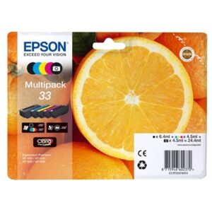 MULTIPACK EPSON 33 "ARANCE" C13T33374011 5 COLORI BK/Y/C/M/NERO PER FOTO24,4ML PERXP-530/540/630/635/640/645/830/900