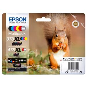 MULTIPACK EPSON 378XL/478XL "SCOIATTOLO" C13T379D4010 COLORI GRIGIO, BK, Y, C, M, ROSSO CLARIA PHOTO X XP-15000