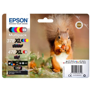 MULTIPACK EPSON 378XL/478XL "SCOIATTOLO" C13T379D4010 COLORI GRIGIO, BK, Y, C, M, ROSSO CLARIA PHOTO X XP-15000