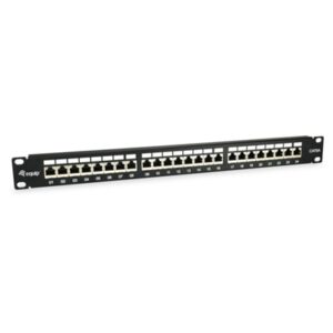 PATCH PANEL NERO SCHERMATO 1UEQUIP 326625 24 PORTE CAT.6A -19"-EAN:4015867207642 FINO:31/03