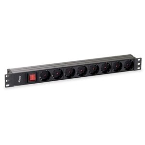 MULTIPRESA 8P EQUIP 333283 NERA CEE7/4 CON SWITCH-CAVO 1,8MT - PER RACK 19"-EAN: 4015867224342 FINO:31/03