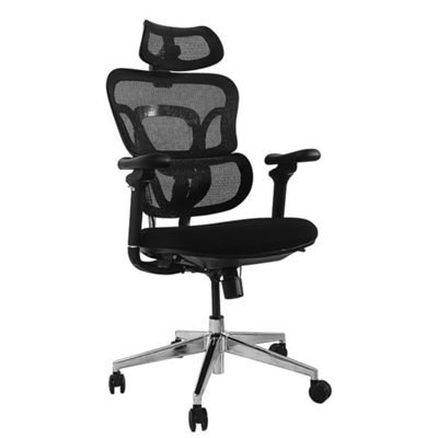 SEDIA DA UFFICIO EQUIP 651053 ERGONOMICA PREMIUM-COL. NERO- CON POGGIATESTA E BRACCIOLI