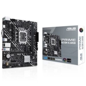 MB ASUS PRIME H610M-K ARGB H610 LGA1700 2XDDR5DC-5600HDMI VGA 1XPCIE4.0X16 4XSATA3 M2 GBLAN USB3.2 MATX 90MB1G90-M0 FINO:31/03