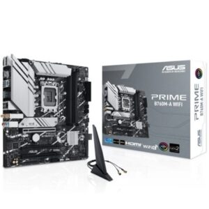 MB ASUS PRIME B760M-A WIFI B760 LGA1700 4XDDR5DC-7200O.C. 1XPCIE4.0X16 DP 2XHDMI 4XSATA3R M.2 WI-FI BT-5.2 MATX 90MB1 FINO:31/03