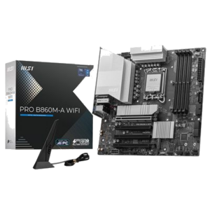 MB MSI PRO B860M-A WIFI LGA1851 4XDDR5DC-8600O.C. 1XHDMI 1XDP 1XTHUNDERB 1XPCIE5.0X16 3XM.2 4XSATA3R USB3.2 GBLAN WIFI7 BT MATX