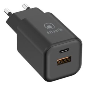 ALIMENTATORE X NB UNIVERSALE ATLANTIS P008-PD65GN-2U 65W NERO CON PORTA PD TYPE_C -INCL.CAVO M/M DA 1,8MT