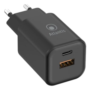 ALIMENTATORE X NB UNIVERSALE ATLANTIS P008-PD65GN-2U 65W NERO CON PORTA PD TYPE_C -INCL.CAVO M/M DA 1,8MT