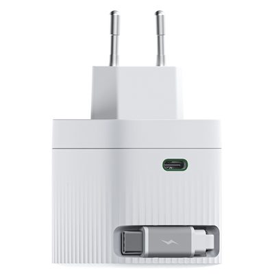 ALIMENTATORE USB-C DA CASA 1P + 1P RETRATTILE HIKSEMI HS-HUB-GAN67 BIANCO OUT:67W IN:100/240VAC