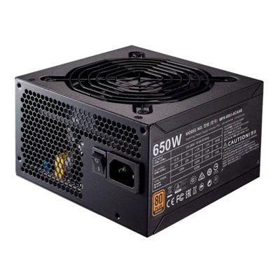 ALIMENTATORE ATX 650W COOLER MASTER MWE650 V3 BRONZE MPE-6501-ACABW-3BEU 650WATT FAN120MM NON MODULARE FINO:27/03