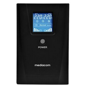 UPS MEDIACOM M-UPS851D AC 140-290 V- 480 WATT / 800 VA- TOWER, BATTERY 12V/9AH, CONNETTORI USCITA 2, LCD, REGOLAZIONE FINO:10/04
