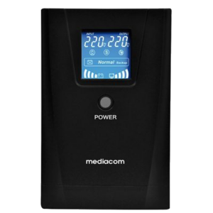 UPS MEDIACOM M-UPS851D AC 140-290 V- 480 WATT / 800 VA- TOWER, BATTERY 12V/9AH, CONNETTORI USCITA 2, LCD, REGOLAZIONE FINO:10/04