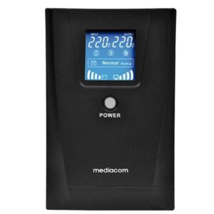 UPS MEDIACOM M-UPS1051D AC 140-290 V 600 WATT / 1000 VA, TOWER, BATTERY 12V/7AHX2, CONNETTORI USCITA 3, LCD, REGOLAZI FINO:10/04