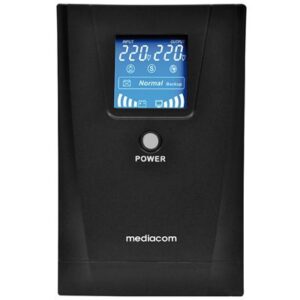 UPS MEDIACOM M-UPS1301D720 WATT / 1300 VA TOWER, BATTERY 12V/7AHX2, CONNETTORI USCITA 3, LCD, REGOLAZIONE AUTOMATIC FINO:10/04