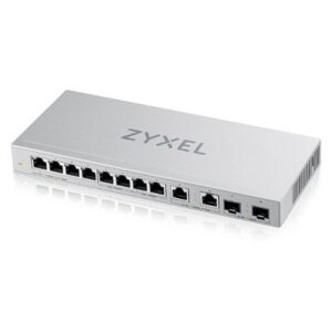SWITCH 8P GIGABIT ZYXEL XGS1010-12-ZZ0102FUNMANAGED 2P 2.5GBE-2P SFP+ 10GBE -DESIGN SENZA VENTOLE, DESKTOP/RACK